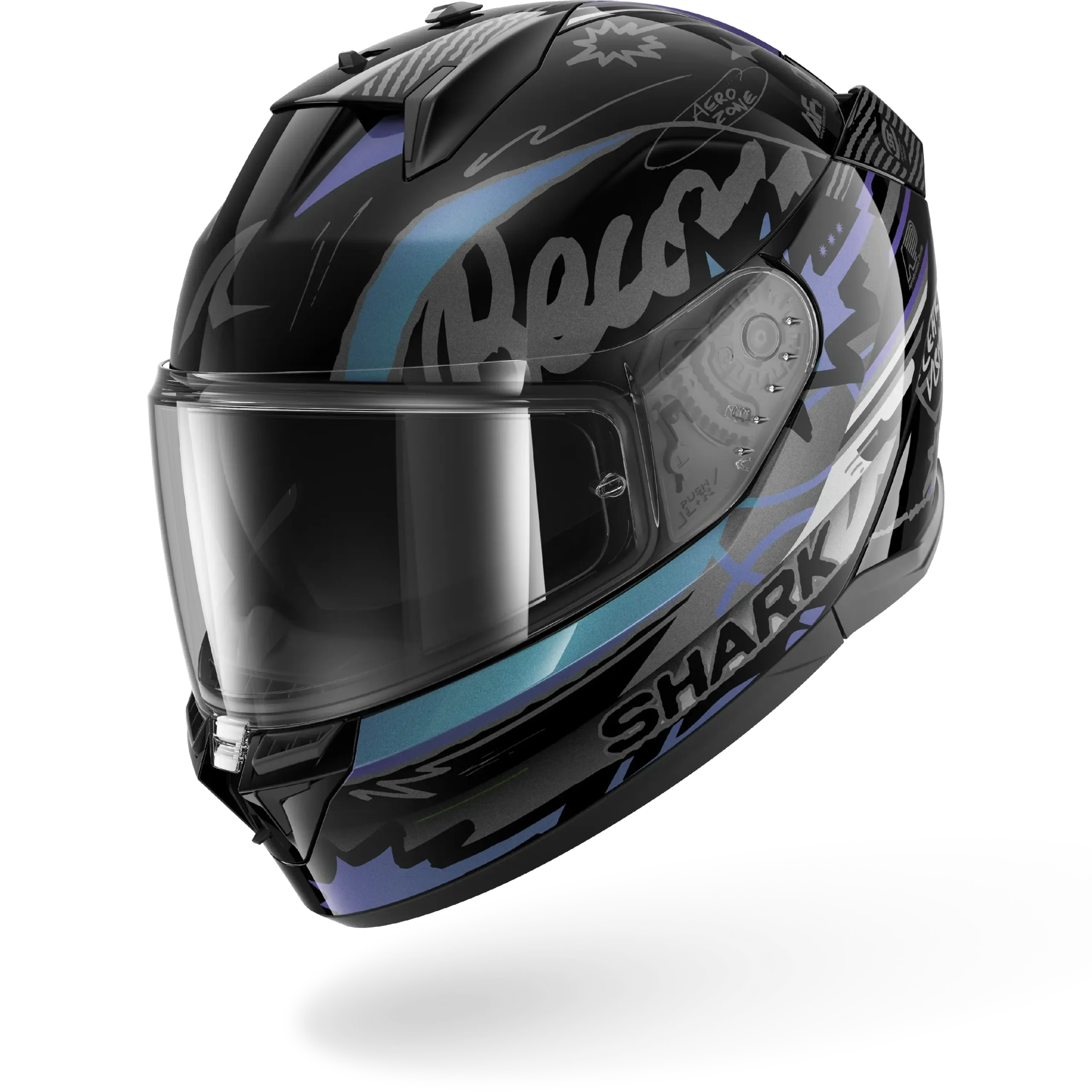 Dəbilqə SHARK D-SKWAL 3 STREETRUSH Black Green Chrome, S (HE0914EKGUS) (5)